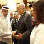 لاستاذ الدكتور احمد محمد بيومي رئيس الجامعة يرحب بالدكتورصبيح المخيزيم وكيل وزارة التربية الكويتية والسفير المصري بالكويت