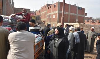توزيع 144 بطانية فى قرية الطرانة والإخماس مركز السادات