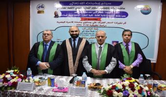 نائب رئيس الجامعة يناقش رسالة الماجستير الخاصة بالباحث حسام الدين عبدالمنعم بكلية التجارة