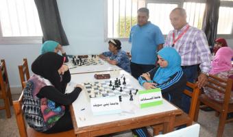 فوز فتيات جامعة مدينة السادات على جامعة دمياط 2/0 فى مسابقة  الشطرنج بجامعة المنيا