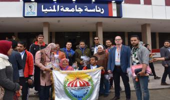 استقبال حافل لوفد جامعة مدينة السادات المشارك بـ فعاليات أسبوع شباب الجامعات الأول لمتحدي الإعاقة بجامعة المنيا